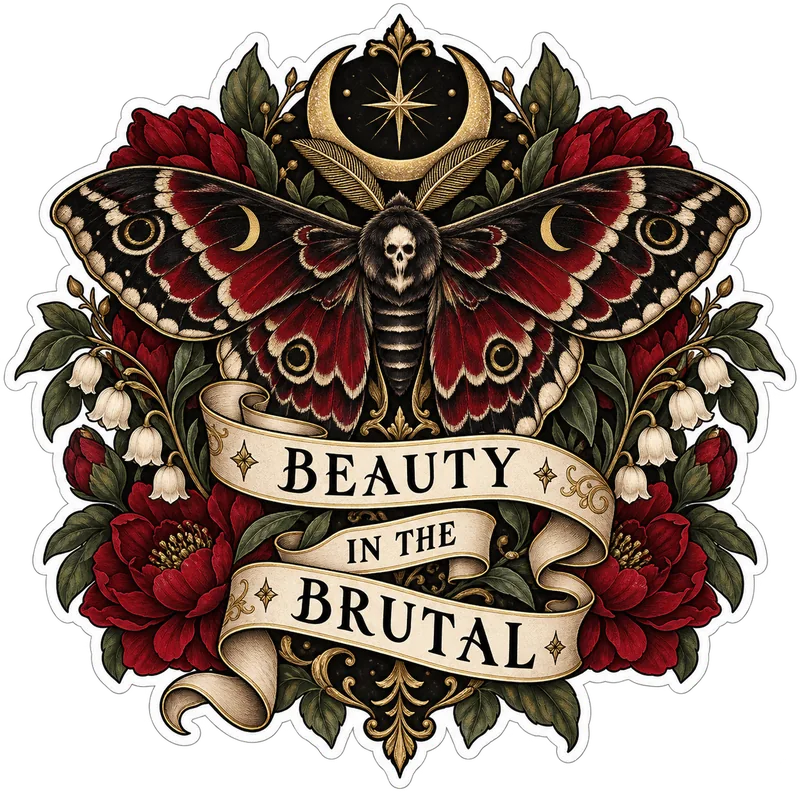 Botanical Moth sticker design